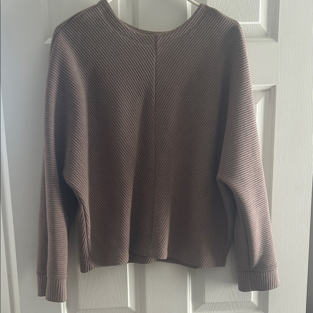 A New Day Classic Ribbed Crewneck Sweatshirt Taupe